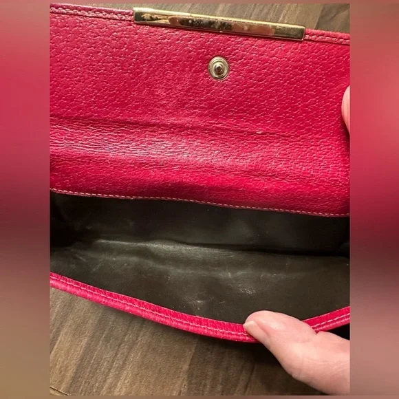 Gucci GG Beige Canvas Long Wallet with Pink Leather Interior Vintage - Picture 8 of 15